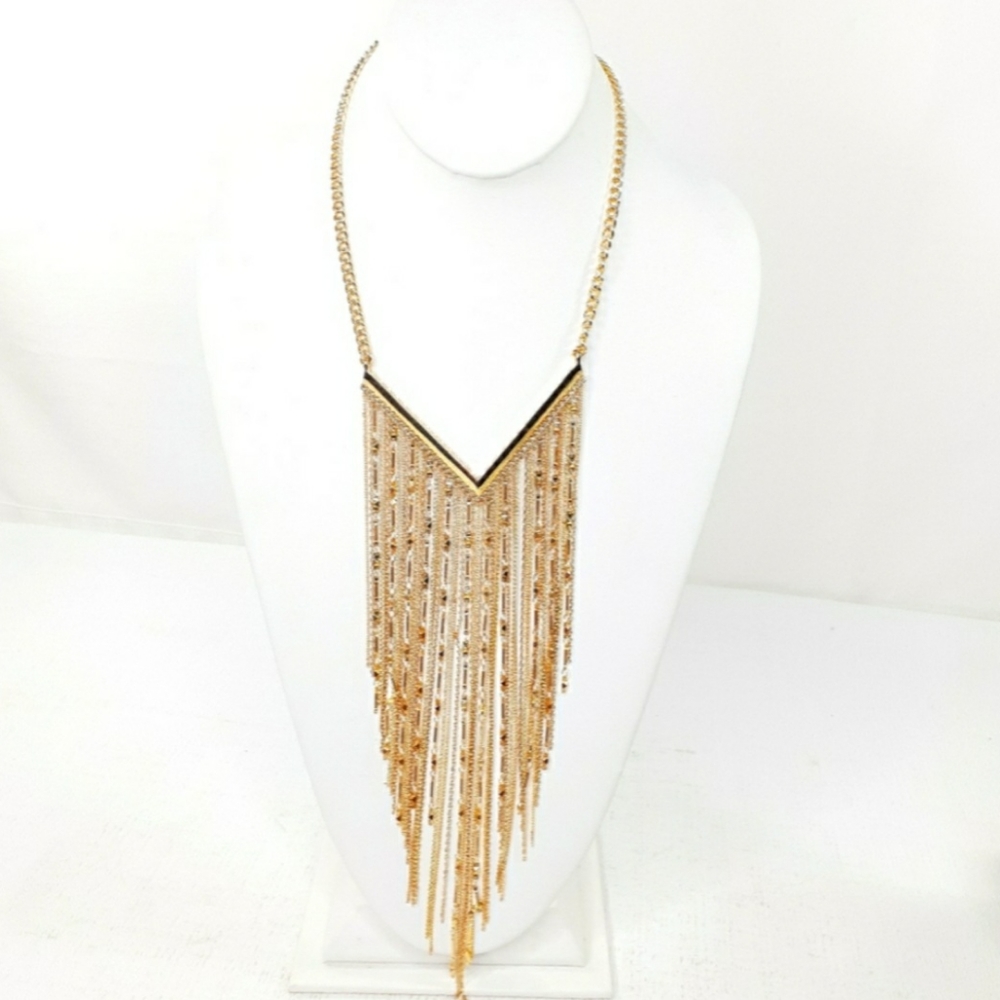 Jessica Simpson Boho Tassel Gold Necklace bohemian